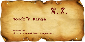 Monár Kinga névjegykártya